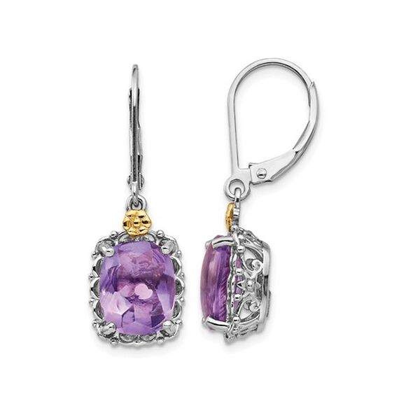 5.00 Carat (ctw) Natural Amethyst Drop Leverback Earrings in Sterling Silver